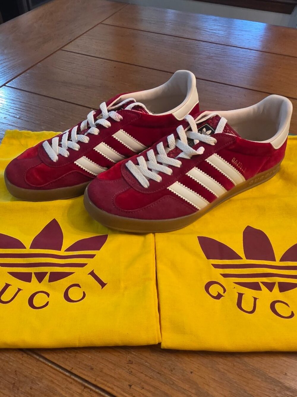 Gucci x Adidas Gazelle Red Velvet Sneakers Women's 8 Low Top